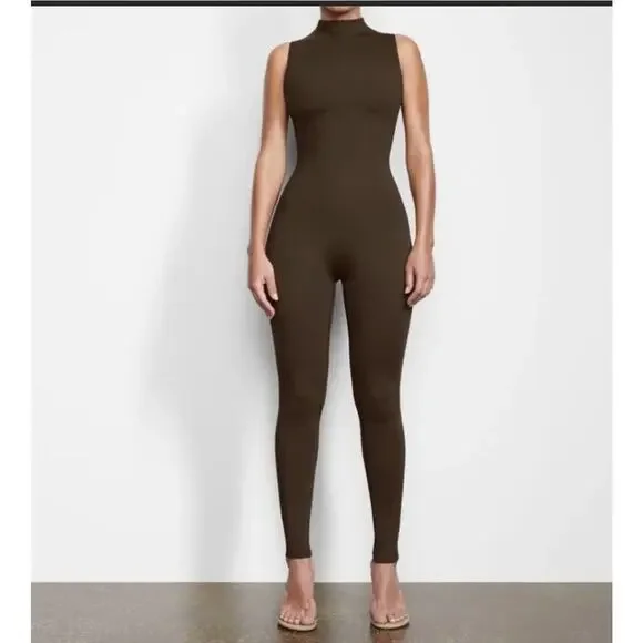 SKIMS All-in-One Mock Neck Sleeveless Unitard - Cocoa Bodysuit Size 3X - Picture 1 of 10